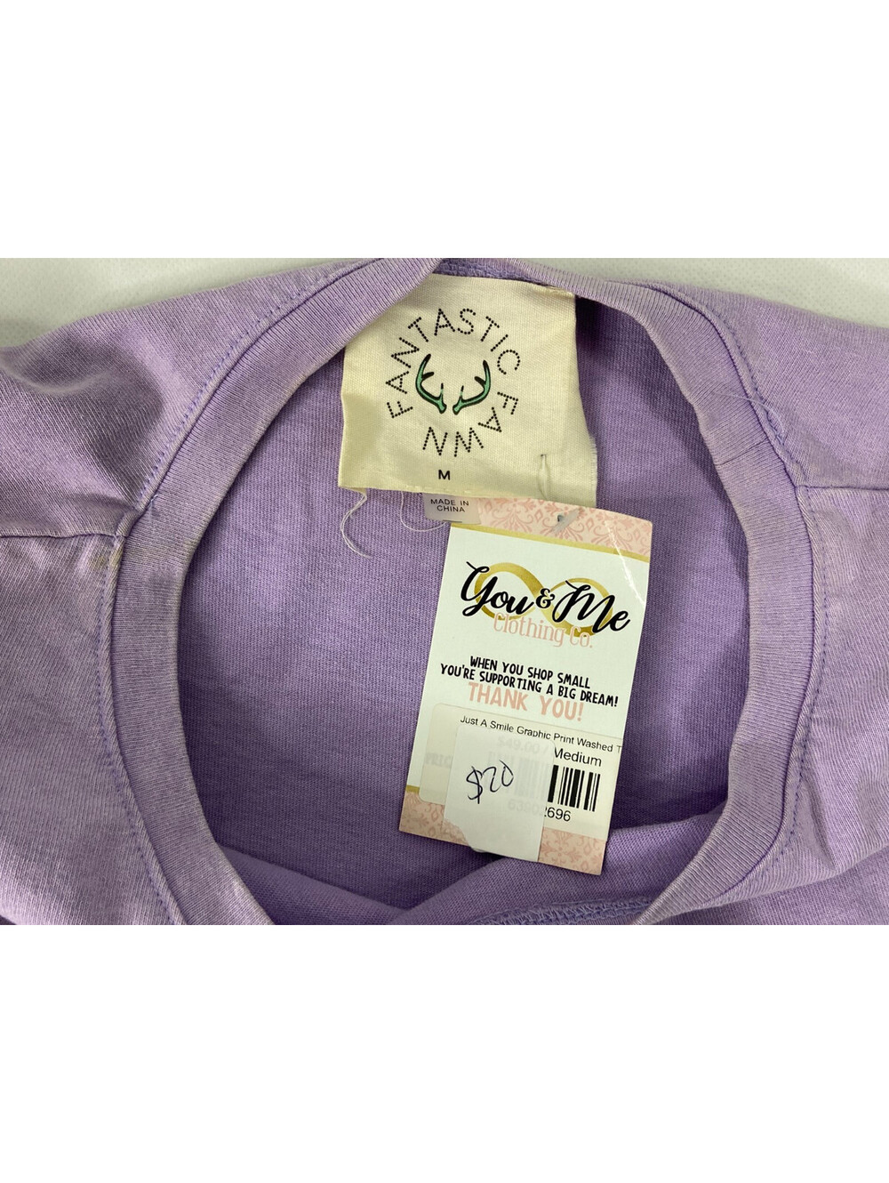 Fantastic Fawn Women Medium Purple Smiling Flower T Shirt Oversized Loose NWT - Picture 5 of 9